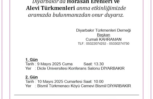 Horasan Erenleri ve Alevi Türkmenleri Anma Etkinliğine Davet